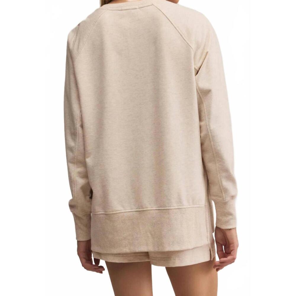 NEW Z SUPPLY modern v-neck weekender top in light oatmeal heather - Picture 3 of 4